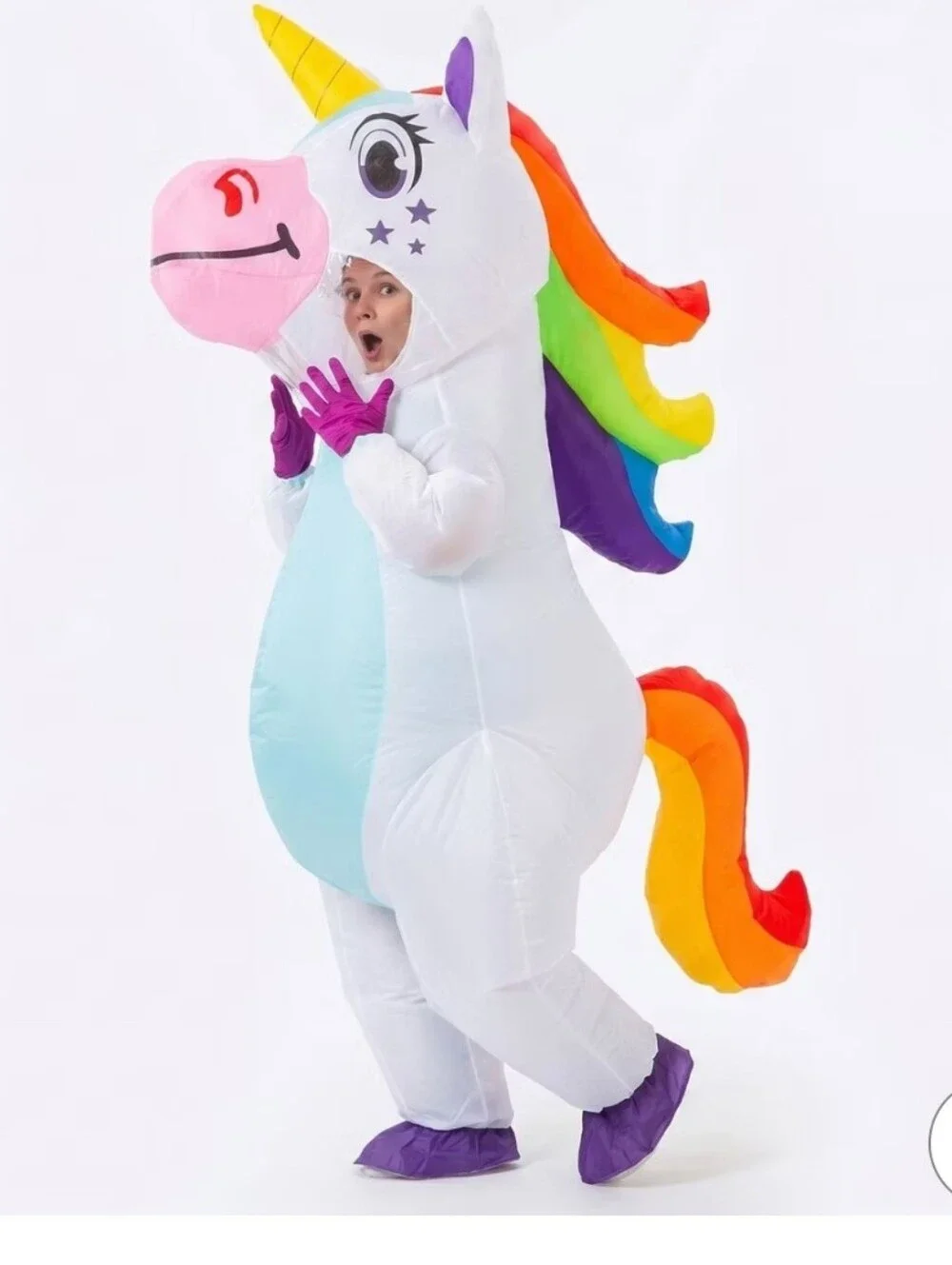 Deluxe Inflatable Unicorn Costume - White